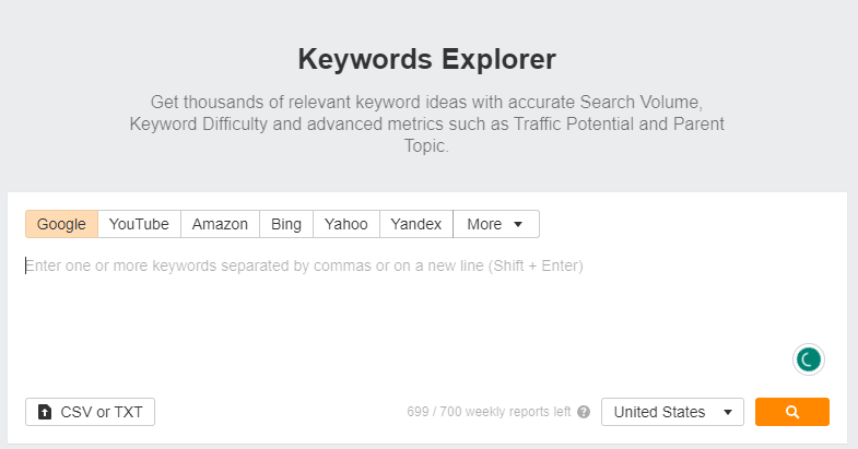 ahrefs keyword explorer