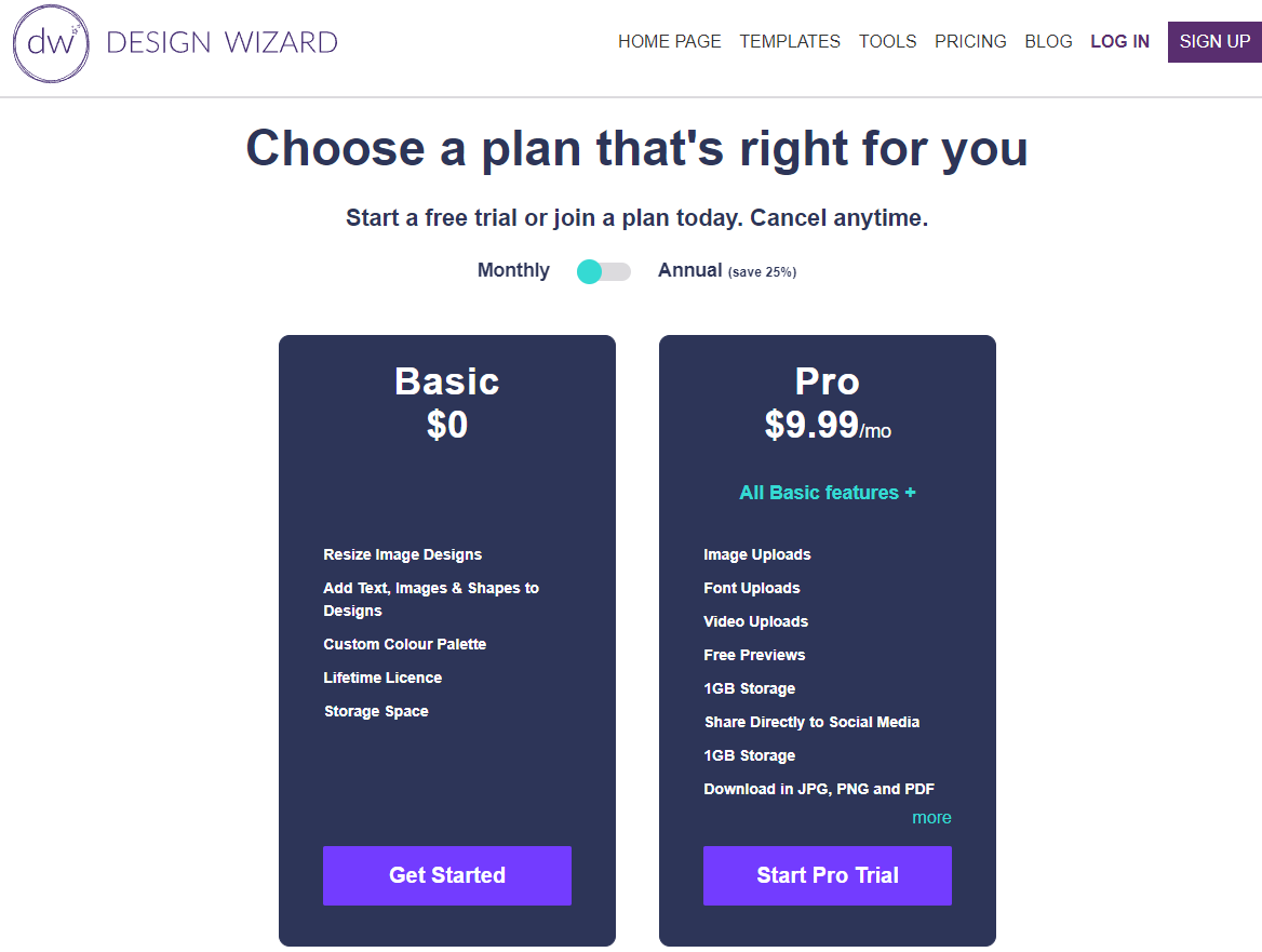 design wizard pricing