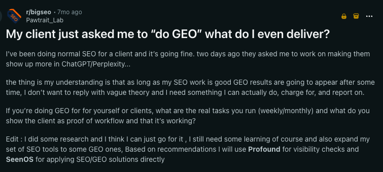 reddit thread about GEO reddit thread about GEO