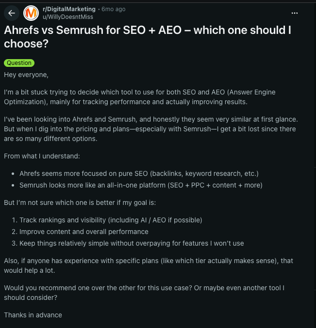 Ahrefs vs Semrush