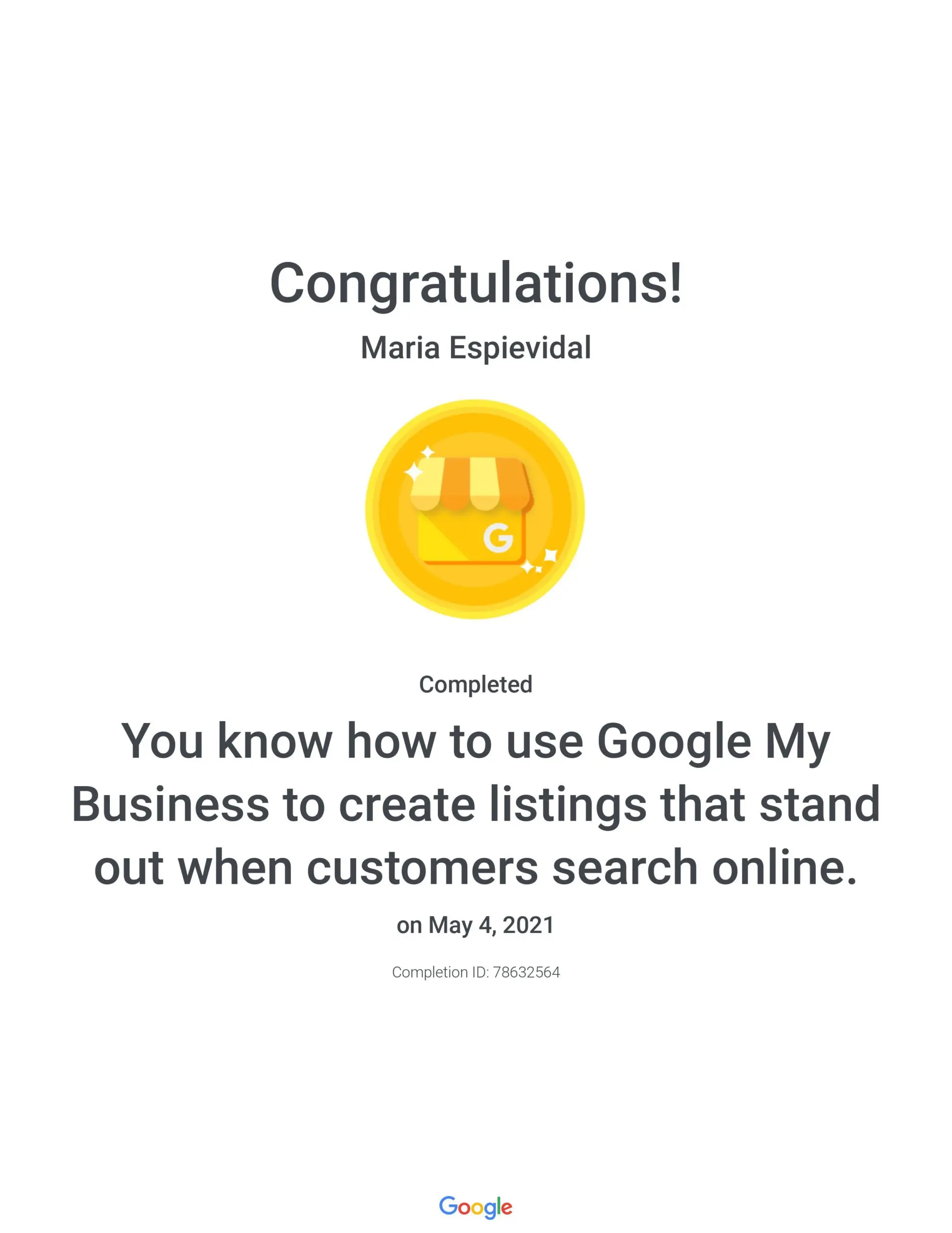 Google My Business Certificate