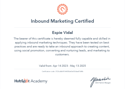 Hubspot Inbound Marketing Certification