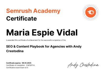 SEMRUSH certification - SEO and Content Playbook